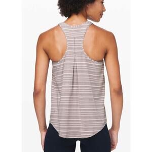 Lululemon Love Tank *Pleated Cut Back Stripe Light Chrome Dark Chrome